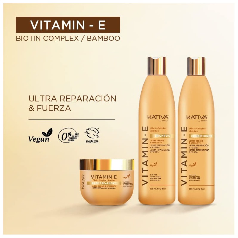 Kativa Luxury Conditioner, Vitamin E, Biotin, Bambus, repariert und schützt
