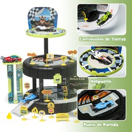 KIOVINO Juego Flexible De Pistas De Carreras para Niños Y 4 Autos Coche, Carrito Infantiles DIY Regalo Juguete Vehículos para Niños y Niñas 3+ años (Azul)