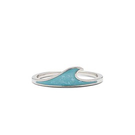 Pura Vida Silver-Plated Enamel Wave Stackable Ring - Brass Band Design - Size 6