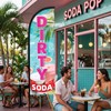 WODICY Dirty Soda Feather Flag with Poles 8.2ft Soda Bar