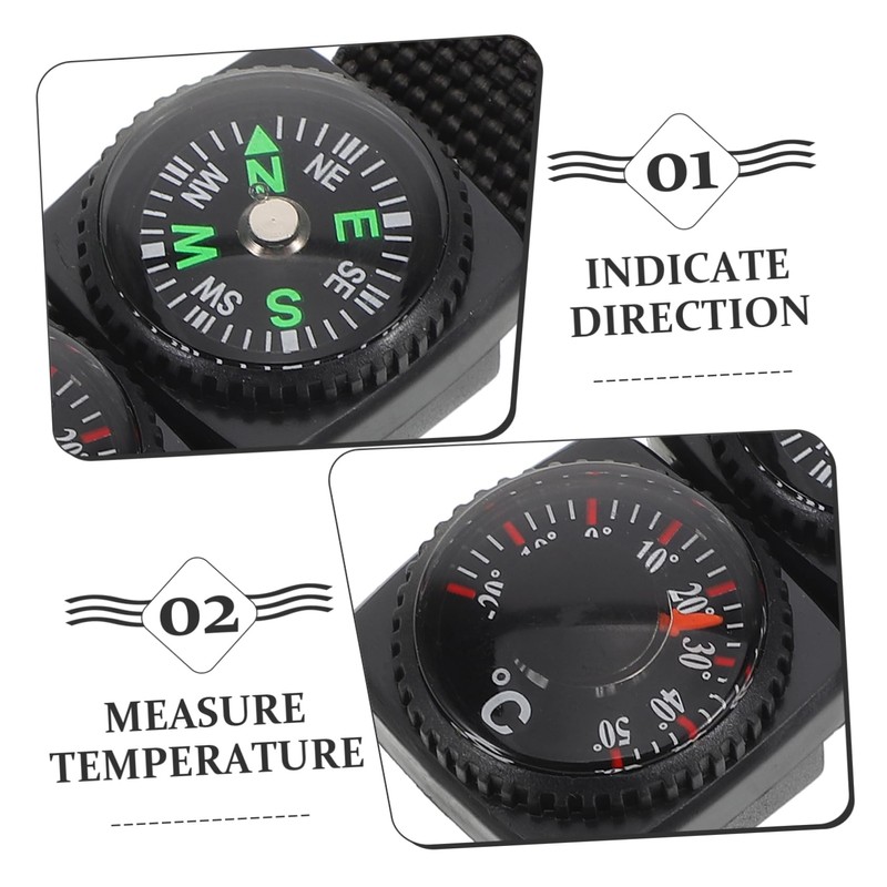 Kisangel Keychain Compass Thermometer Hiking Survival Tool Mini Compass for