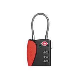 pack all TSA Approved Cable Luggage Locks, 3 Digit Combination Padlocks, Travel Lock for Suitcases & Bag, Alloy Body, Travel Accessories (1 Pack) (Red)