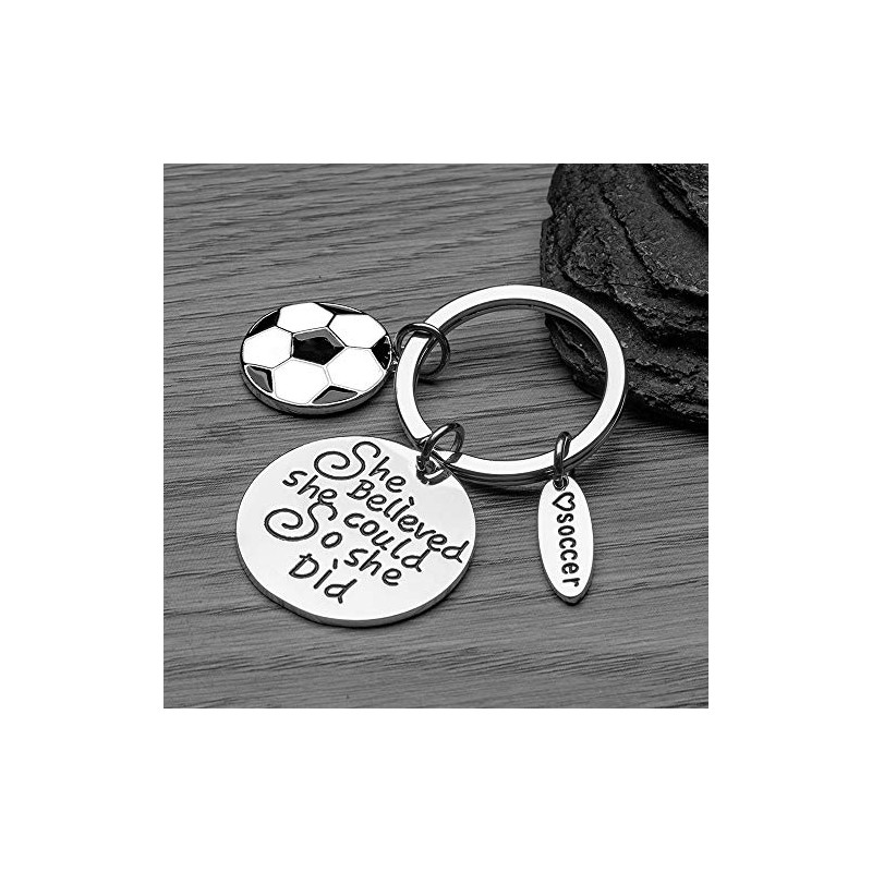 Inspirational Soccer Keychain - 'She Believed She Could So She
