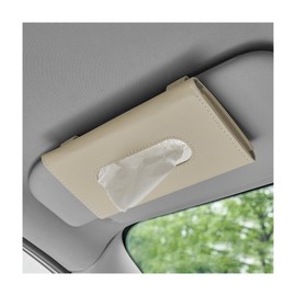 Ohleats Car Tissue Holder, Leather Sun Visor Napkin Holder, Auto Backseat Tissue Mask Case Dispenser for Most Vehicles, Universal Interior Car Accessories Hanging Tissues (Beige)