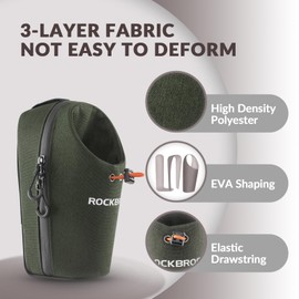 ROCKBROS Bicycle Water Bottle Holder Handlebar Bag Bottle Bag on Handlebar Accessories for E-Scooters, Folding Bikes, Mountain Bikes, Road Bikes in Dark Green