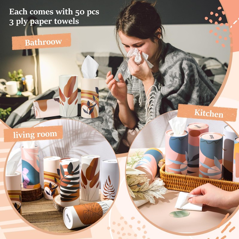 Maxcheck 20 Pack Boho Car Tissues Cylinder with 3 Ply
