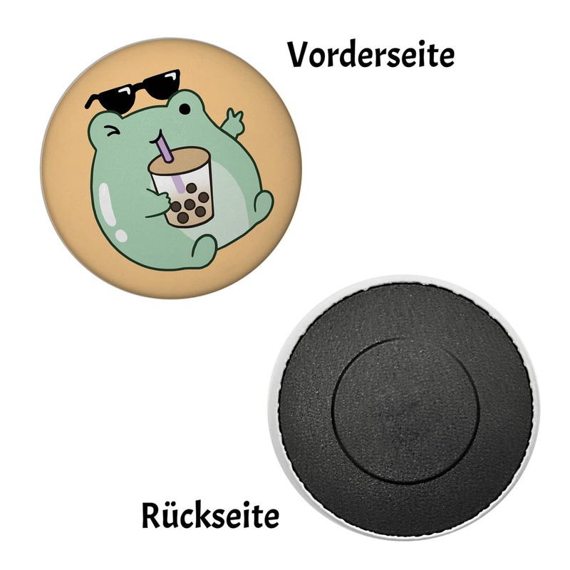 Jelly & Friends Frog with Bubbletea Magnet Round Kawaii Lucky