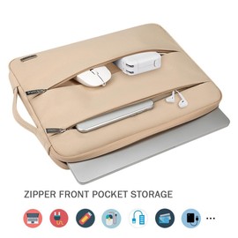 V Voova Laptop Sleeve Carrying Case 15.6 16 Inch for Women,Slim Computer Cover Bag Compatible with MacBook Pro 15/16, Dell xps 15,15-16 Inch HP Dell Asus Acer Laptop, Apricot