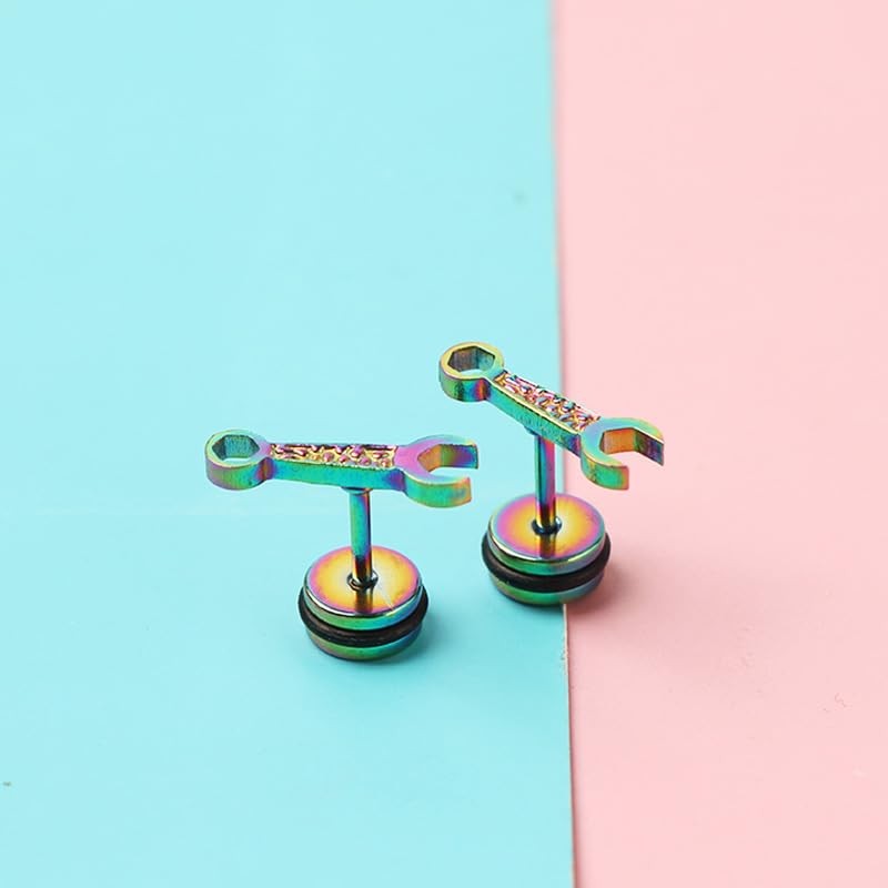Ximimark 5 pcs Hip Hop Style Stainless Steel Stud Earrings