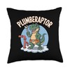 Plumbing Dinosaur T-Rex Pipe Wrench Dino Funny Plumber Throw Pillow