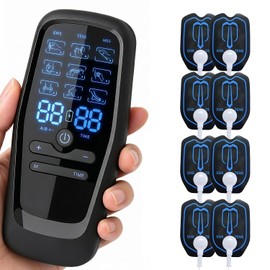 Dispositivo de Masaje Muscular, 2 canales con 8 electrodos, 9 Modos y 30 Intensidades, Adecuado para Cuello, Espalda, Brazos y Muslos
