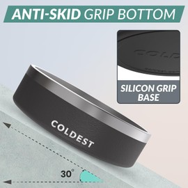 Coldest Dog Bowl - Anti Rust Metal, Non Slip, 3 Layers Insulated Stainless Steel Dog Bowls - Spill Proof & Heavy Duty - Water Bowl for Dogs, Cats & Pets, Dish Washer Safe (42 oz, Stealth Black)