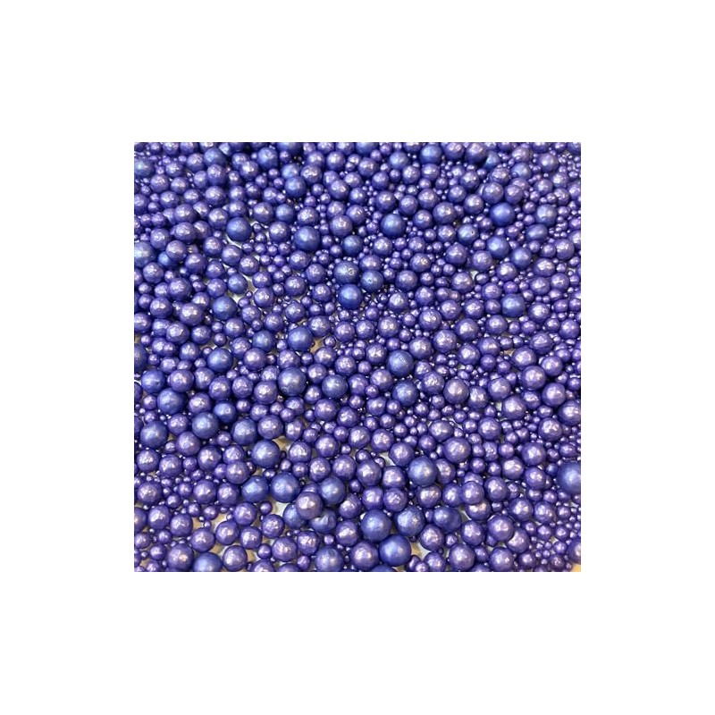 AF132. Sprinkles para repostería. MIX PERLAS MORADAS NACARADAS 200g total