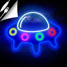 UFO Neon Sign for Wall Decor Dimmable LED Baby Spaceship Neon Sign Light Up for Bedroom Man Cave Game Room Home Bar Party Decor, LED UFO Spaceship Neon Sign Light for Kids Boys Birthday Gift (UFO Spaceship)