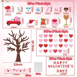 CPicdn 136Pcs Valentine’s Day Tree Bulletin Board Classroom Decoration Set Heart Bulletin Board Name Tags Hearts Tree Cutouts Chalkboard Wall Decor for Elementary School Home Valentines Supplies