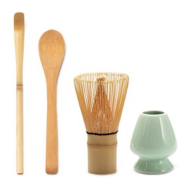 4PCS Matcha Tea Whisk Set, Tea Steeper Matcha Tools for Stirring Matcha, Natural Bamboo Matcha Whisk (Chasen), Ceramic Whisk Holder, Scoop (Chashaku), Tea Spoon Handmade from 100% Natural Bamboo