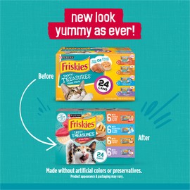 Purina Friskies Wet Cat Food Variety Pack, Tasty Treasures Prime Filets (With Chicken and Tuna, With Chicken, and With Ocean Fish and Tuna, and With Turkey) - (Pack of 24) 5.5 oz. Cans