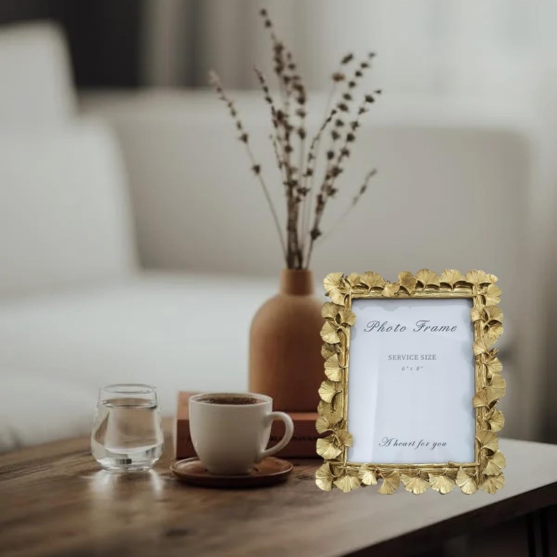 Gold Ginkgo Leaf Vintage Picture Photo Frames 6x8 IN