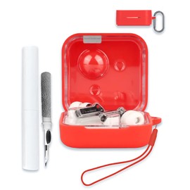 Case Cover for Nothing Ear 2024 Wireless Earbuds with ChatGPT Integration,Full Protective Soft Silicone Skin Case Cover Shock-Absorbing Protective Case with Keychain,Lanyard and Cleaning Pen，Red