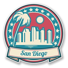 2 x 10cm San Diego USA America Sticker Car Laptop Travel Luggage Flag Tag #6745 (10cm x 10cm)