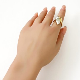 Rapport Selection 115025 Costume Jewelry Vintage Accessories KEYES Keys Ring Made in Canada 22KGP Silver & Gold Combi, Metal Brass, No Gemstone