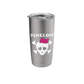 Penelope First Name Design: Pirate Flag and Hair Bow Stainless Steel Insulated Tumbler