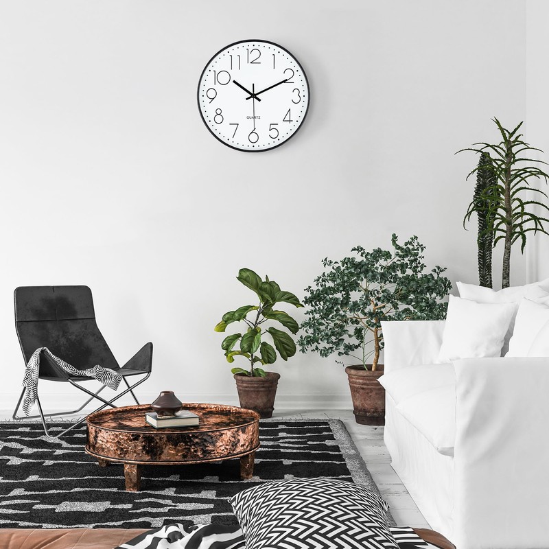 Lafocuse 3D Numbers Silent Wall Clock Black 30 cm Modern