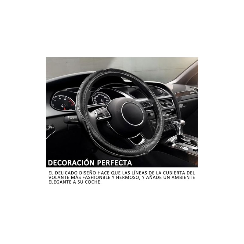 Universal Auto Funda para Volante de Coche con Cuero (14.5-15