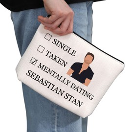 S Stan Fan Gift Single Taken Mentally Dating S Stan Makeup Bag Bucky Barnes Fan Gift Cosmetics Bag Travel Bag for Fandom Girls (Single Taken Mentally Dating)