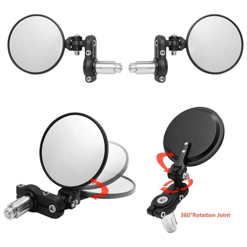 KEEPDSGN 2x 7/8" Round Motorcycle Handle Bar End Mirrors For