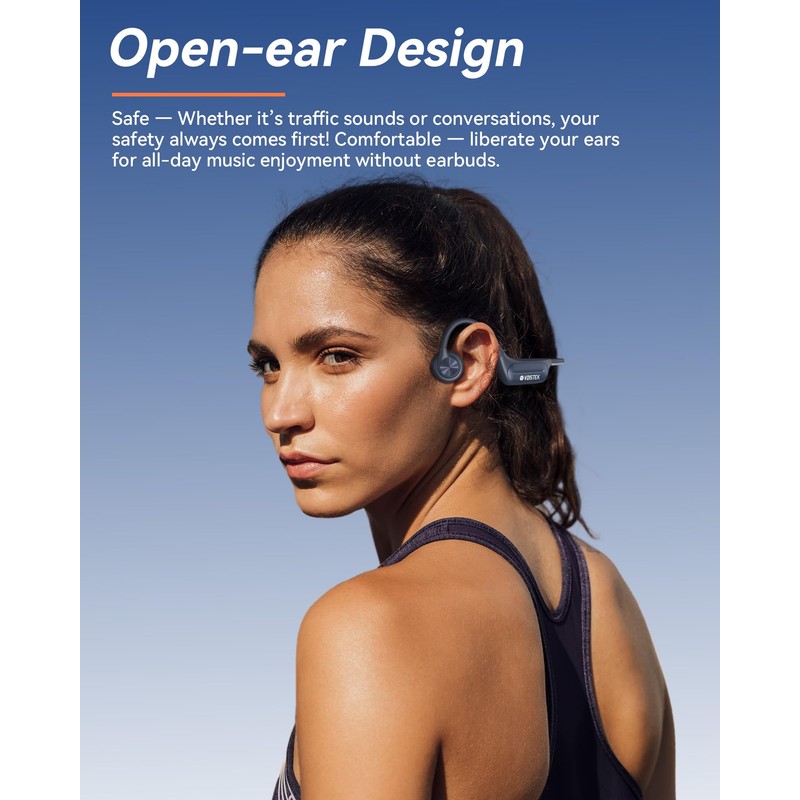 Voistek Bone Conduction Headphones Wireless Bluetooth, Open Ear Adjustable Bone