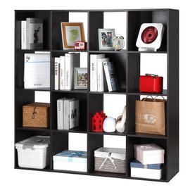 PACHIRA E-Commerce 16 Cube Closet Cabinet, Unit Shelf, Wooden Storage Cube, Bookshelf File Organizer Rack in Living Room, Bedroom, Study, Dark Brown