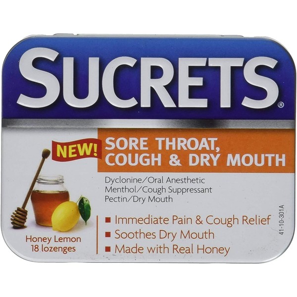 Sucrets Medicated Lozenges-Honey Lemon-18 ct