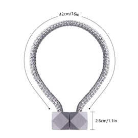 6 Pieces Magnetic Curtain Tieback, VEGCOO European Curtain Drapes Clips Rope Holdbacks Curtain Holder Buckles, Decorative Drape Tie Backs Holdback Holder for Window Draperies（Grey)