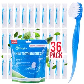 Lingito-Cepillos de dientes a granel envueltos individualmente, mini cepillo de dientes preenvasado, cepillo de dientes desechable con pasta envuelto individualmente, juego de cepillos de dientes de v