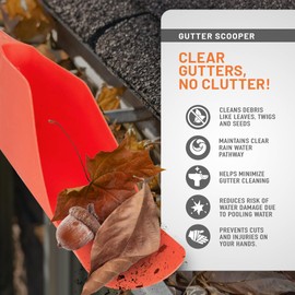 Gutter Scoop Cleaning Tools - Easy Removal of Leaves and Dirt - Durable Rain Gutter Cleaner Tool Shovel