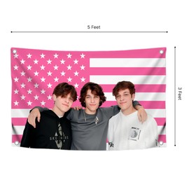 3x5 Feet Triplets American Flag with 4 Brass Grommets - Funny Tapestry Pink Banners for Gifts - Bedroom College Dorm Concert Bar Musical Decorations - Triplets Flag Polyester Decor