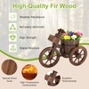 kinbor Rustic Wooden Tricycle Planter - Wooden Barrel Planter for