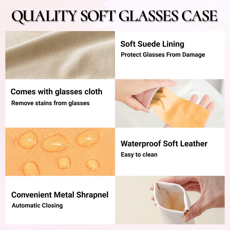 Crastilior Soft Glasses Case Leather eyeglass case Soft Sunglasses Pouch