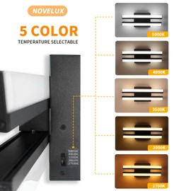 NOVELUX 18 Inch LED Bathroom Vanity Light Bar,5CCT Optional Over Mirror Lighting Fixture 20W 2700K/3000K/3500K/4000K/5000K/0-100% Dimmable/ETL Certificated 1 Pack