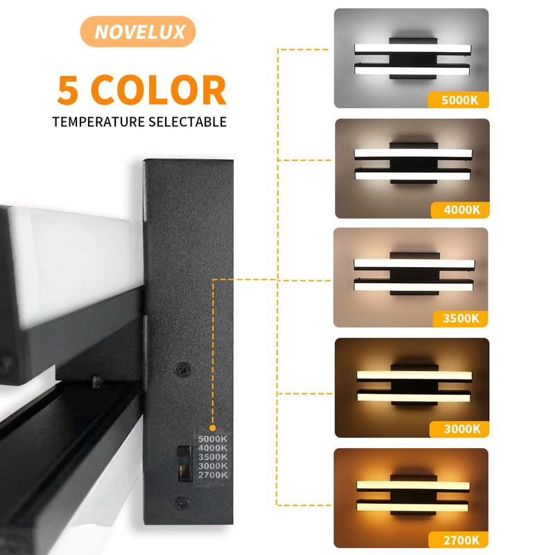 NOVELUX 18 Inch LED Bathroom Vanity Light Bar,5CCT Optional Over