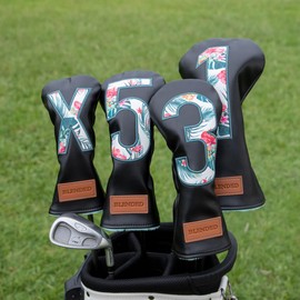 BAIRBRE Golf Club Covers Black Putter Cover Driver Covers Fairway Wood Headcover Hybrid Covers 3 Wood Headcovers Leather Mallte Putter Cover Golf Headcover for All Brand