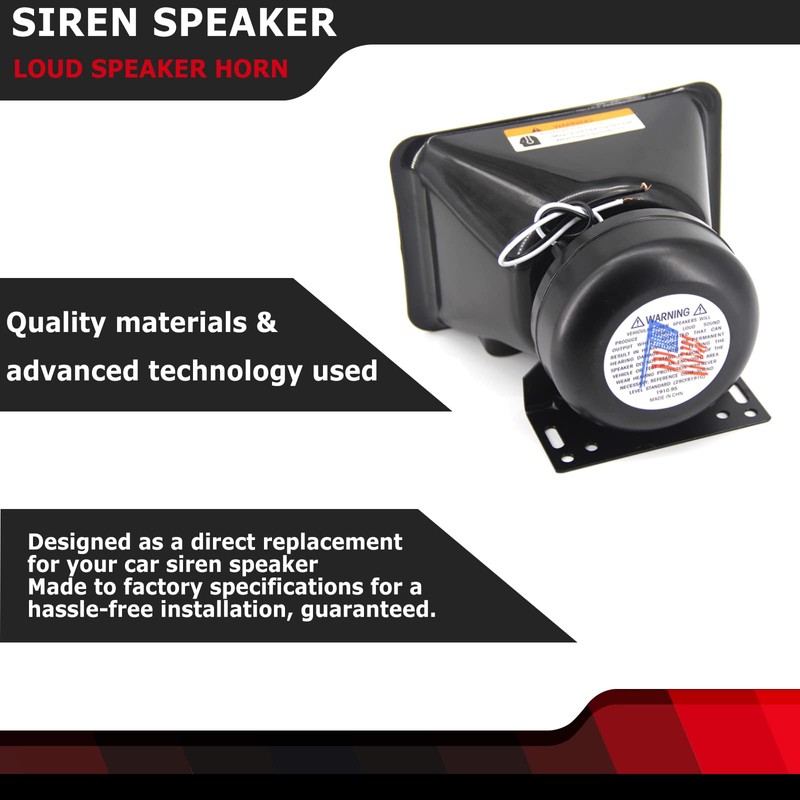 High Performance Siren Speaker Compatible with Any 100-200 Watt 100W