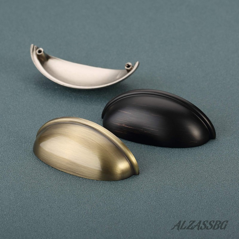 Alzassbg 5 Pack Brushed Antique Brass Cabinet Cup Pulls, 3