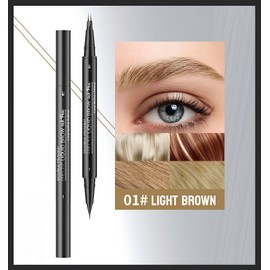 2 Pcs Microblading Eyebrow Pencil for Women, Waterproof Brow Pencil, with Eyebrow Brush, 2-in-1 Dual-Ended Eyebrow Pen for Natural Hair-Like Brows (Light Brown (2Pcs))