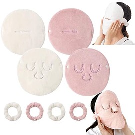 Paquete de 4 toallas faciales reutilizables de compresa fría y caliente, mascarilla de vapor facial, mascarilla hidratante para el cuidado de la piel