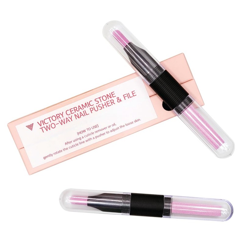 VICTORY NAIL 2PCS Victory Ceramic Stone Two-Way Nail Pusher &