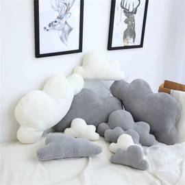 TROYSINC Wolken Cuddly Toy Cushion Plush Toy Plush Decorative Cushion Fabric Plush Cushion Birthday Gift for Children, Decor Children's Room Home Bedroom (White, 38 x 22 cm)