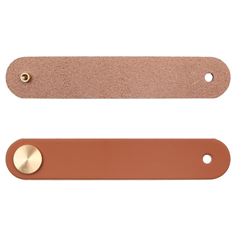 ZONADAH Set of 4 Leather Drawer Pulls, 64x25mm Leather Handles,
