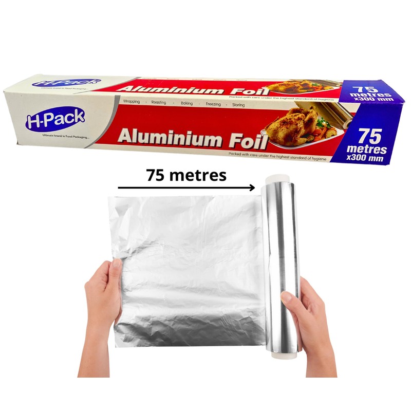 H-Pack Aluminium Foil 75 Metres x 300mm for Catering and